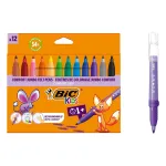 BIC KIDS Comfort Jumbo flomasteriai, įvairių spalvų, 12 vnt., 1,4 mm antgalis, nuplaunami 517250