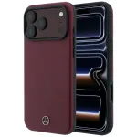 Mercedes Mer008834 Leather Semi Wrap Iconic Line apsauginis MagSafe dėklas iPhone 18 Pro / 17 Pro, bordo