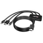 CLUB3D USB Type C + HDMI&trade; + MiniDisplayPort&trade; 1.2 į HDMI&trade; 4K60Hz HDR M/M aktyvus adapteris 32AWG