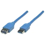 USB-A prailginimo kabelis Manhattan 2 m, vyri&scaron;kas į moteri&scaron;ką, mėlynas