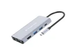 Conceptronic DONN20G 10-in-1 USB 3.2 Gen 1 dokavimo stotelė, HDMI, VGA, USB-A 3.0 x 3, SD, TF/MicroSD, garsas, GbE LAN, 100W USB PD
