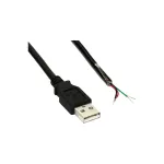 InLine USB 2.0 laidas Type A ki&scaron;tukas / atviras galas, juodas, 2 m