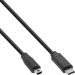 InLine USB 2.0 laidas, USB-C ki&scaron;tukas / mini-B ki&scaron;tukas (5 kontaktų), juodas, 1,5 m