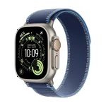 Apple Watch Ultra 3 GPS + Cellular 49mm natūralaus titano korpusas su Blue/Bright Blue Trail Loop dirželiu - S/M