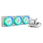 ASUS MAX Gaming LC 360 ARGB LCD White Edition &ndash; 360 mm procesoriaus skysčinis au&scaron;intuvas su 2,4 inch IPS LCD ekranu, 3&times; 120 mm ARGB ventiliatoriai, palaiko AM4/AM5/LGA1700