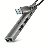 USB &scaron;akotuvas AXAGON HUE-STA &mdash; 4 prievadų aliuminė juosta, 1&times; USB-A 5Gbps + 2&times; USB-A ir 1&times; USB-C 480Mbps, USB-A &scaron;eimininkas, pilka