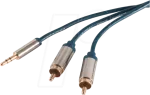Garso kabelis ShiverPeaks SP30832-5-SLIM 5m 3,5mm 2xRCA mėlynas chromas