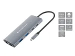 CONCEPTRONIC 10-1 Dock USB-C &rarr; HDMI / 2xUSB-C / 3xUSB-A + 20 cm pilkas