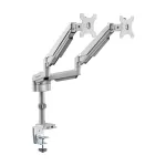 Dviejų monitorių dujinio stovo laikiklis Tripp Lite (EATON) DDR1732DAL, 13&ndash;34 colių, spaustuvas arba grometas, USB ir garso prievadai, sidabrinis