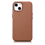 iCarer Case Leather odinis dėklas, skirtas iPhone 14 Plus, ruda spalva (suderinamas su MagSafe)