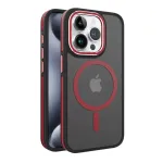 iLike Apple iPhone 15 Pro Dual Metal Frame Magsafe Case Red