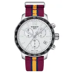 Tissot T-Sport Quickster Chronografas vyrams, 42 mm, baltas ciferblatas, raudonas NATO dirželis T0954171707
