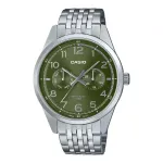 CASIO MTPE340D3AVDF Vyri&scaron;kas analoginis kvarcinis laikrodis 42mm nerūdijančio plieno žalias ciferblatas