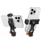 K&F Concept KF31.094 MS18 i&scaron;maniojo telefono laikiklis trikojui &ndash; 360&deg; sukamas metalinis telefono laikiklis su 1/4 inch sriegiu, Arca-Swiss pagrindu ir Cold Shoe lizdu, juodas