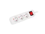 Prailginimo laidas LANBERG PS1-03E-0300-W &mdash; 3 m, 3 ki&scaron;tukiniai lizdai (E tipo), baltas, vidaus naudojimui