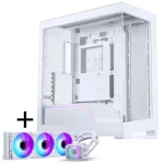 PHANTEKS NV-Serie NV5 MK2 ATX korpusas, grūdintas stiklas, DRGB - matinė balta + Glacier One 360M25 Gen2 DRGB AiO skysčio au&scaron;inimas - 360 mm