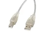 USB 2.0 laidas LANBERG CA-USBA-12CC-0018-TR, USB A (vyri&scaron;kas) &ndash; USB B (vyri&scaron;kas), 1,8 m, permatomas