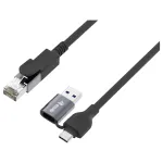 EQUIP 133101 USB-C ir USB-A į RJ45 Gigabit Ethernet adapteris, juodas