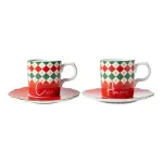 Bialetti Tricolore Espresso Puodelių rinkinys su lėk&scaron;tutėmis (2 puodeliai, 2 lėk&scaron;tutės)