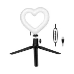 LOGILINK AA0155 LED žiedo ap&scaron;vietimas &scaron;irdies formos su trikojiu, 20,5 cm, 10 ry&scaron;kumo lygių, 3000K-6000K, USB-A