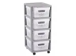 Curver Infinity knygų lentyna ant ratukų 4x11L Openwork pilka/balta