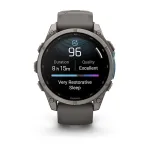 Garmin Fenix 9 &ndash; 47 mm titaninis i&scaron;manusis laikrodis su Pebble Grey silikoniniu dirželiu