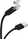 CYOO magnetinis USB įkrovimo ir duomenų kabelis - 2-in-1 Micro USB ir Lightning į USB - 1 m - juodas