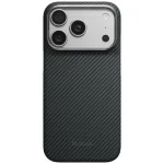 PITAKA Edge Case aramidinio pluo&scaron;to dėklas iPhone 18 Pro / 17 Pro - juodas/pilkas