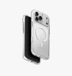 UNIQ LifePro Xtreme MagClick įkrovimo dėklas iPhone 18 Pro Max / 17 Pro Max - permatomas su blizgučiais