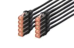 DIGITUS CAT6 S/FTP tinklo kabelis, 0,25 m, pilkas, 10 vnt. pakuotė
