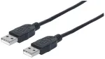 Manhattan USB-A į USB-A laidas, 1 m, Vyri&scaron;kas į Vyri&scaron;ką, 480 Mbps (USB 2.0), Hi-Speed USB, Juodas, Viso gyvenimo garantija