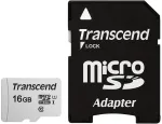 TRANSCEND Micro SDHC kortelė 300s 16GB UHS-I U1 su adapteriu