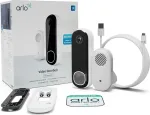 Arlo AVDK4001-100PES Essential 2 2K vaizdo durų skambutis su skambučiu, belaidis, Wi-Fi 2,4 GHz