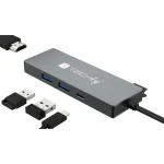 Techly IUSB32C-HUB4HPD USB-C &scaron;akotuvas 4 viename, USB 3.2 Type-C doko stotelė, 2x USB-A, 1x USB-C, HDMI