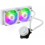 Skysto au&scaron;inimo komplektas Cooler Master MasterLiquid 240L Core ARGB White &mdash; 240 mm radiatorius, 120 mm ventiliatoriai, palaiko LGA1700/AM5/AM4 ir senesnius lizdus