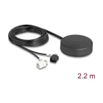 DELOCK 4G GNSS stogo montavimo kryptinė antena &mdash; 1&times;FAKRA A + 1&times;FAKRA B, 2 dBi / 28 dB, 2.2 m RG-174, juoda