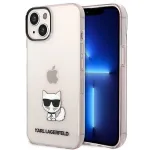 Karl Lagerfeld KLHCP14MCTRI Kietasis dėklas iPhone 14 Plus / 15 Plus 6,7 inch rožinis / permatomas rožinis su Choupette siluetu