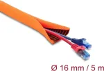 Apsauginė rankovė kabeliams savaime užsidaranti dviejų sluoksnių DELOCK 5 m &times; 16 mm, oranžinė