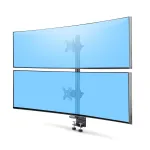 StarTech.com stalo laikiklis 2 vertikaliai sukrautiems monitoriams, dvigubas 49 colių, bendra apkrova 70 svarų (32 kg), C-spaustuvas, greito atlaisvinimo VESA sistema, plačiaekranis 16:9 / itin platus 32:9, TAA