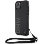BMW Signature Leather Wordmark Hard Case, skirta iPhone 15 / 14 / 13 6,1 inch - juoda