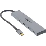 InLine USB 3.2 Gen.2 4 prievadų USB-C &scaron;akotuvas (10Gb/s), OTG, aliumininis korpusas
