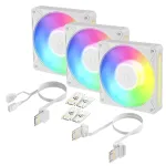 Arctic BioniX P12 A-RGB White 3-Pack &ndash; 120 mm PWM korpuso ventiliatorius su adresuojamu RGB ir nuoseklia jungtimi, 450&ndash;3000 RPM