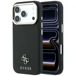 Guess Saffiano Small 4G ir Classic Logo MagSafe dėklas, skirtas Apple iPhone 17 Pro Max / 18 Pro Max - juodas