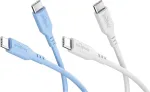 Goobay Ice Breeze rinkinys 2x USB-C silikoniniai kabeliai, 1,5 m, mėlynas ir baltas (81257)