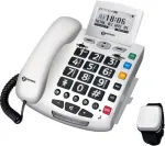 Geemarc Pack SERENTIES laidinis telefonas vyresnio amžiaus žmonėms su kritimo aptikimo pakabuku, ap&scaron;viestu ekranu, baltas