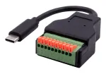 EXSYS EX-49125 USB-C (vyri&scaron;kas) į 10 kontaktų gnybtų bloko adapterio kabelis su mygtuku, 15 cm, USB 3.2 Gen 1