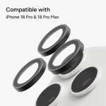 Zagg Glass Elite atspindžio mažinimo kameros žiedai, skirti iPhone 18 Pro Max / 17 Pro Max / 18 Pro / 17 Pro, juodi