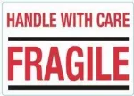 rillprint įspėjamieji lipdukai HANDLE WITH CARE / FRAGILE, su nuolatiniais klijais, balti/raudoni