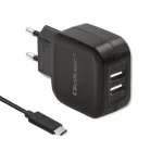 Qoltec 50188 universalus įkroviklis ne&scaron;iojamam kompiuteriui, i&scaron;maniajam telefonui, i&scaron;maniajam laikrodžiui, plan&scaron;etei, telefonui, universalus Juodas AC, DC vidaus