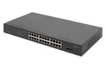 DIGITUS Nevaldomas PoE jungiklis - 24 prievadai Gigabit + 2 prievadai Gigabit SFP